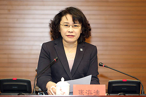 圖為中國(guó)殘聯(lián)主席張海迪出席開(kāi)幕式并講話(huà)